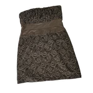 SUZI CHIN for Maggy Boutique 16 Strapless Brown Embroidered Dress Roses #3838